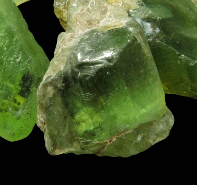 Peridot (gem variety of Forsterite) 4 pieces gem rough from Suppat, Naran-Kagan Valley, Kohistan District, Khyber Pakhtunkhwa (North-West Frontier Province), Pakistan