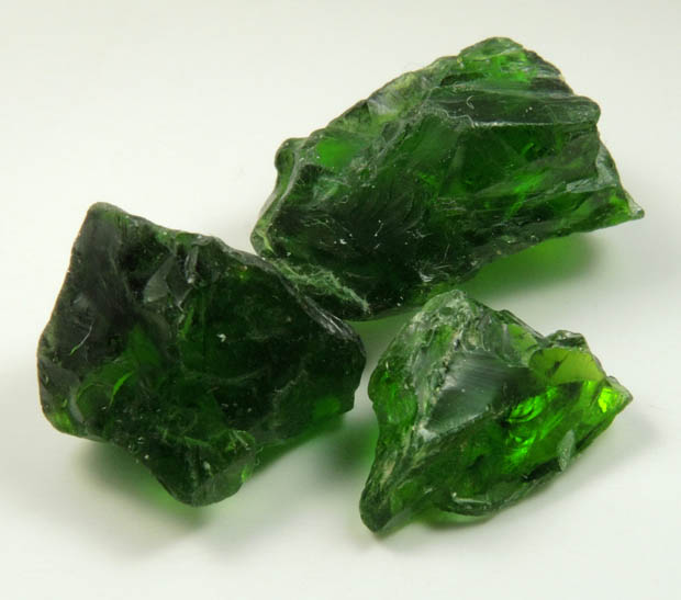 Diopside var. Chrome Diopside (gem rough) from Inagli, Siberia, Russia