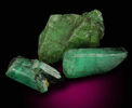 Beryl var. Emerald (three crystals) from Carnaiba District, Bahia, Brazil