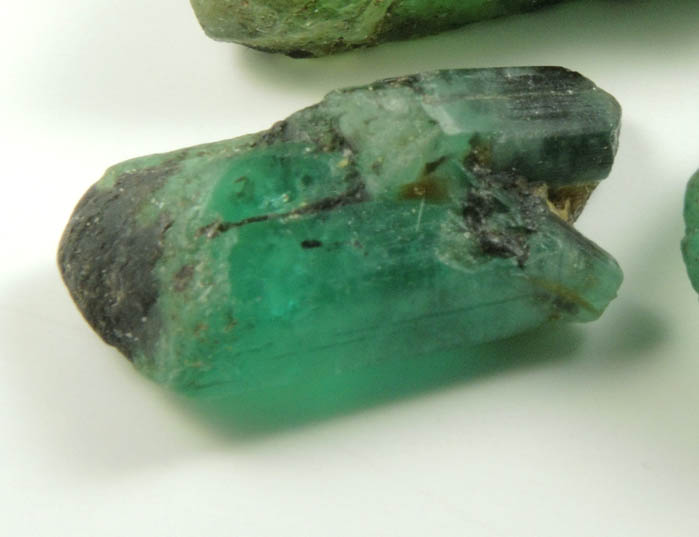 Beryl var. Emerald (three crystals) from Carnaiba District, Bahia, Brazil