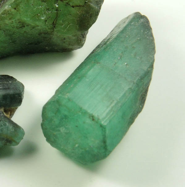 Beryl var. Emerald (three crystals) from Carnaiba District, Bahia, Brazil