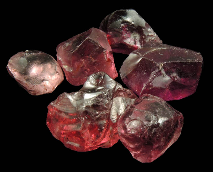 Almandine-Pyrope-Spessartine var. Imperial Garnet (6 pcs. gem rough) from Madagascar