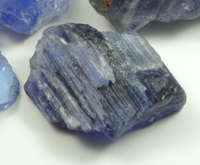 Tanzanite (blue gem variety of the mineral Zoisite) four partial crystals from Merelani Hills, western slope of Lelatama Mountains, Arusha Region, Tanzania (Type Locality for Tanzanite)