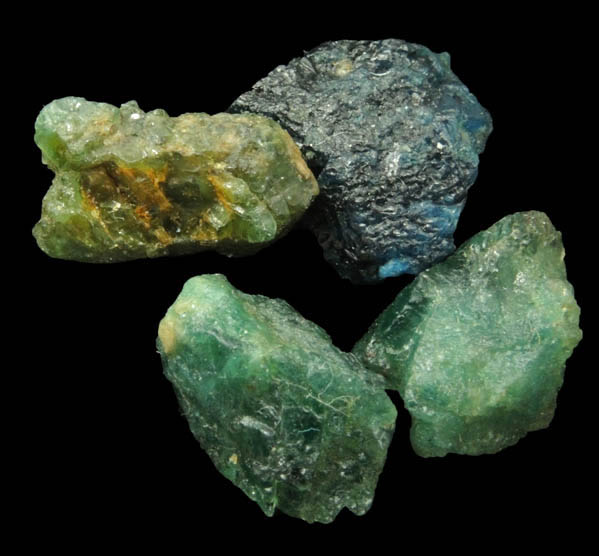 Lazulite (four pieces) from Laila, Gilgit District, Gilgit-Baltistan, Pakistan