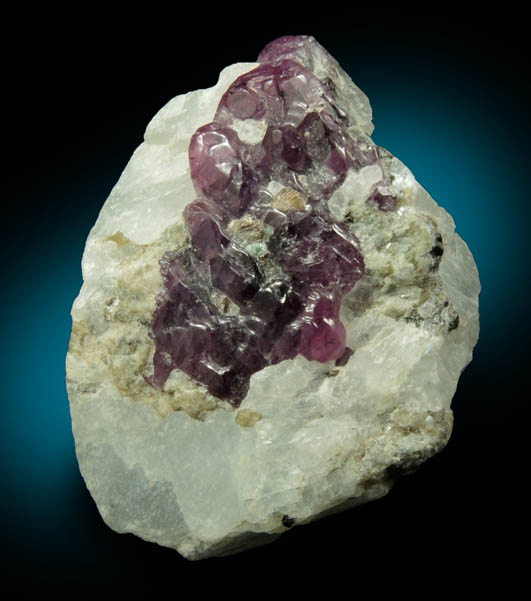 Corundum var. Pink Sapphire in marble from Mogok District, 115 km NNE of Mandalay, Mandalay Division, Myanmar (Burma)