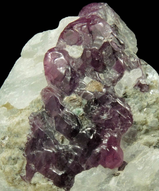 Corundum var. Pink Sapphire in marble from Mogok District, 115 km NNE of Mandalay, Mandalay Division, Myanmar (Burma)