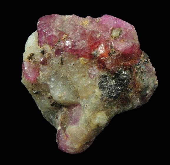 Corundum var. Pink Sapphire in marble from Mogok District, 115 km NNE of Mandalay, Mandalay Division, Myanmar (Burma)