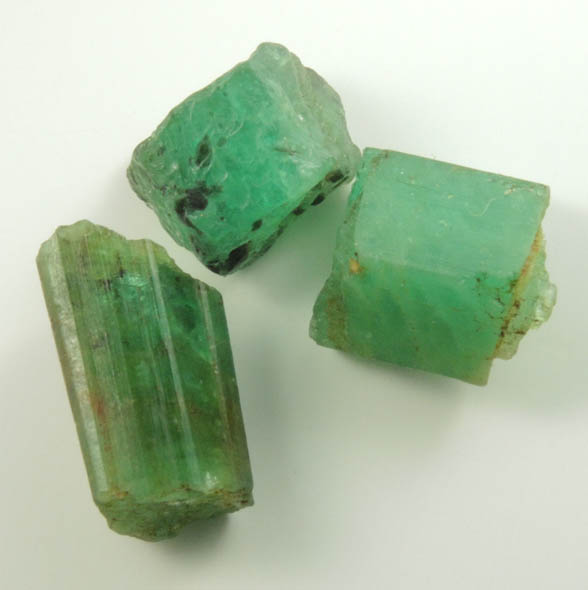 Beryl var. Emerald (three gem rough) from Herat-Panjsher Fault, southeastern slope of the Panjshir River, Buzmal-Khenj area, Panjshir Province, Afghanistan