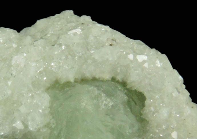 Calcite over Prehnite from Millington Quarry, Bernards Township, Somerset County, New Jersey