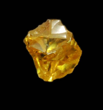 Diamond (0.14 carat fancy-yellow cubic cavernous rough diamond) from Mbuji-Mayi, 300 km east of Tshikapa, Democratic Republic of the Congo