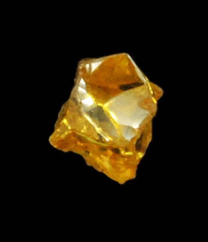 Diamond (0.14 carat fancy-yellow cubic cavernous rough diamond) from Mbuji-Mayi, 300 km east of Tshikapa, Democratic Republic of the Congo