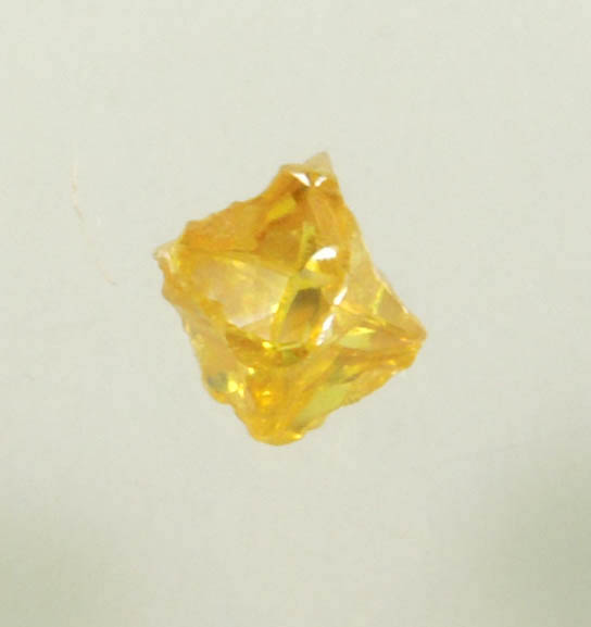 Diamond (0.14 carat fancy-yellow cubic cavernous rough diamond) from Mbuji-Mayi, 300 km east of Tshikapa, Democratic Republic of the Congo