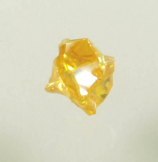 Diamond (0.14 carat fancy-yellow cubic cavernous rough diamond) from Mbuji-Mayi, 300 km east of Tshikapa, Democratic Republic of the Congo