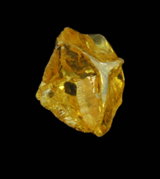 Diamond (0.29 carat fancy-yellow cubic cavernous rough diamond) from Mbuji-Mayi, 300 km east of Tshikapa, Democratic Republic of the Congo