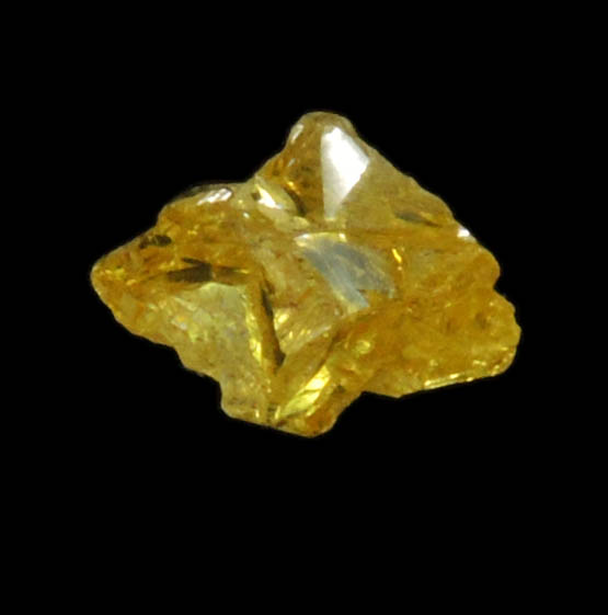 Diamond (0.21 carat fancy-yellow cubic cavernous rough diamond) from Mbuji-Mayi, 300 km east of Tshikapa, Democratic Republic of the Congo