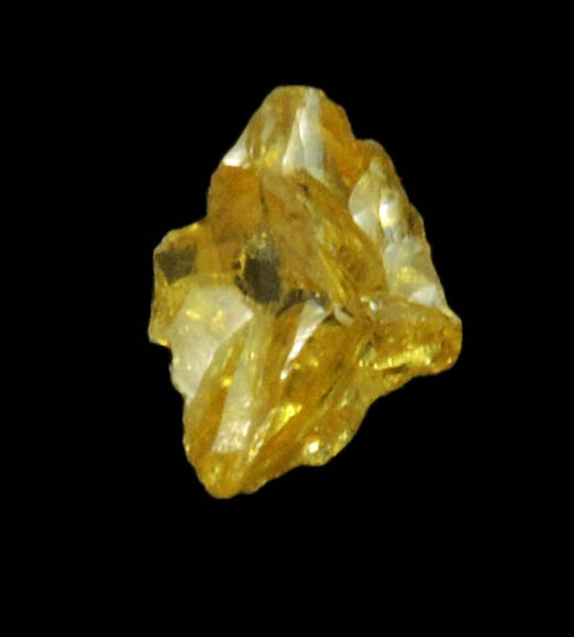 Diamond (0.21 carat fancy-yellow cubic cavernous rough diamond) from Mbuji-Mayi, 300 km east of Tshikapa, Democratic Republic of the Congo