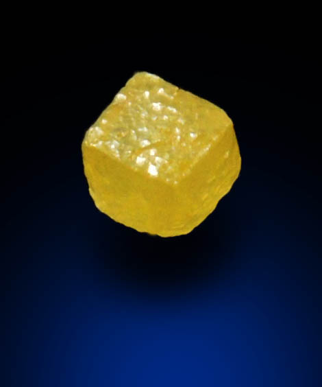 Diamond (0.10 carat fancy-yellow cubic rough diamond) from Mbuji-Mayi, 300 km east of Tshikapa, Democratic Republic of the Congo