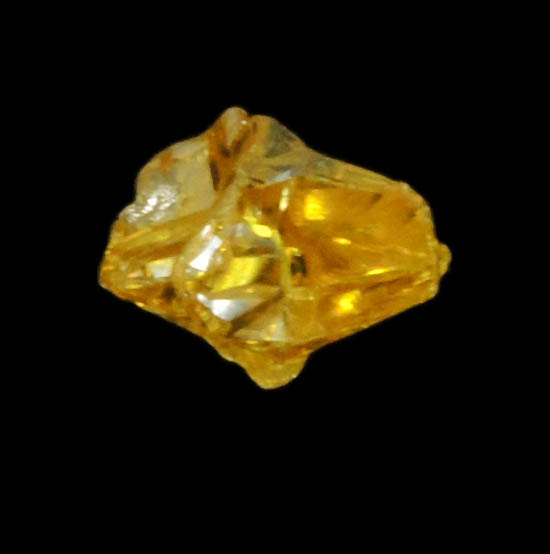 Diamond (0.28 carat fancy-yellow cubic cavernous rough diamond) from Mbuji-Mayi, 300 km east of Tshikapa, Democratic Republic of the Congo