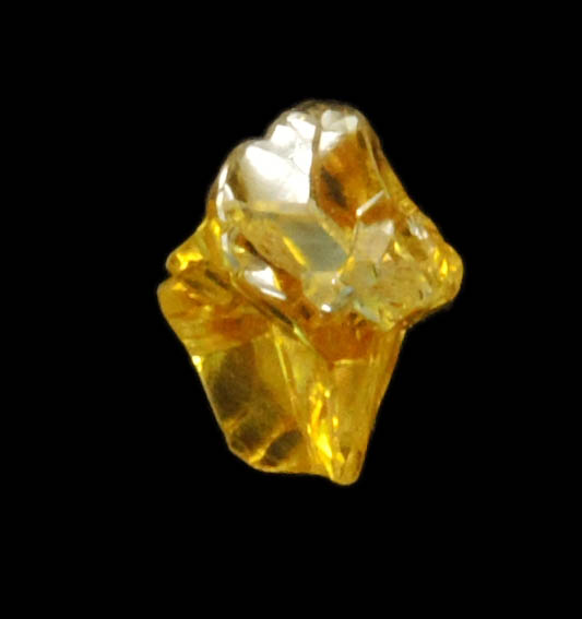 Diamond (0.28 carat fancy-yellow cubic cavernous rough diamond) from Mbuji-Mayi, 300 km east of Tshikapa, Democratic Republic of the Congo