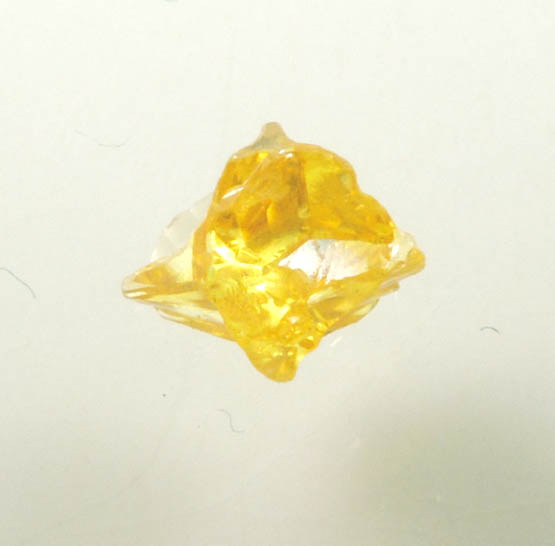 Diamond (0.28 carat fancy-yellow cubic cavernous rough diamond) from Mbuji-Mayi, 300 km east of Tshikapa, Democratic Republic of the Congo