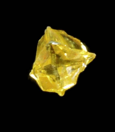 Diamond (0.12 carat fancy-yellow cubic cavernous rough diamond) from Mbuji-Mayi, 300 km east of Tshikapa, Democratic Republic of the Congo