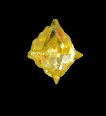 Diamond (0.12 carat fancy-yellow cubic cavernous rough diamond) from Mbuji-Mayi, 300 km east of Tshikapa, Democratic Republic of the Congo