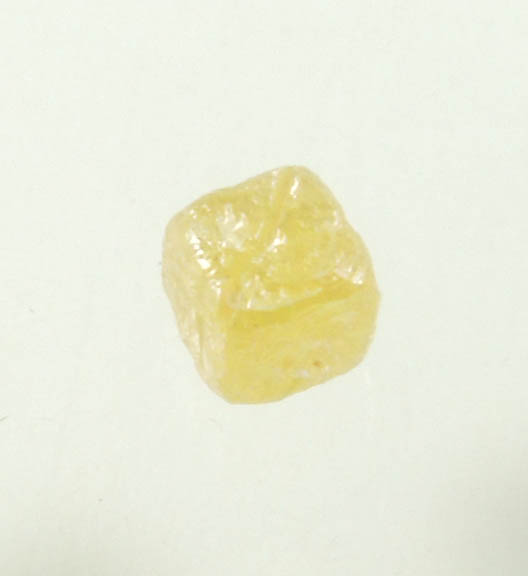 Diamond (0.13 carat fancy-yellow cubic rough diamond) from Mbuji-Mayi, 300 km east of Tshikapa, Democratic Republic of the Congo