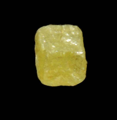 Diamond (0.13 carat fancy-yellow cubic rough diamond) from Mbuji-Mayi, 300 km east of Tshikapa, Democratic Republic of the Congo