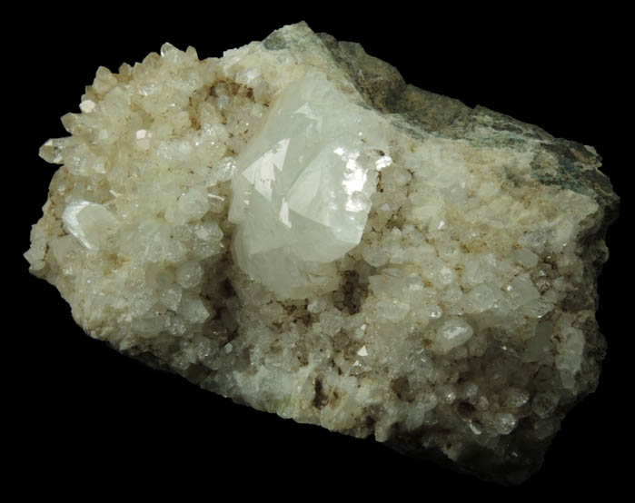 Heulandite on Quartz from Upper New Street Quarry, Paterson, Passaic County, New Jersey