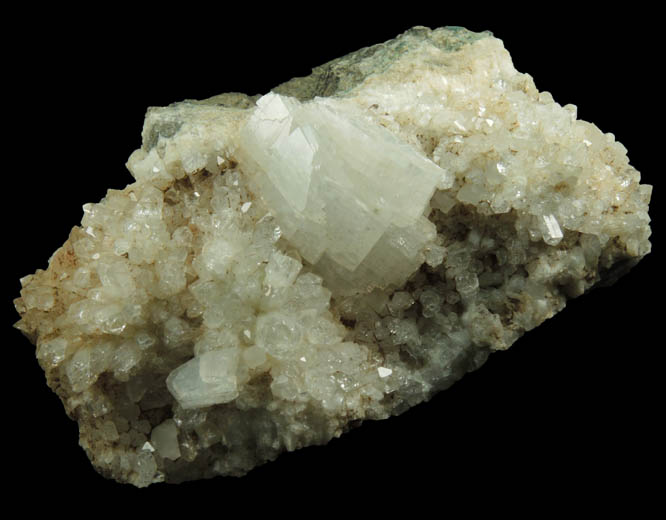 Heulandite on Quartz from Upper New Street Quarry, Paterson, Passaic County, New Jersey