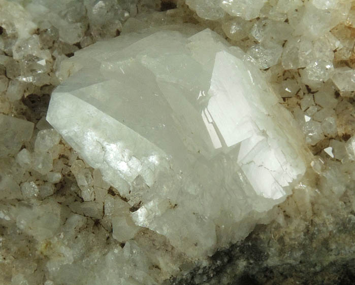 Heulandite on Quartz from Upper New Street Quarry, Paterson, Passaic County, New Jersey