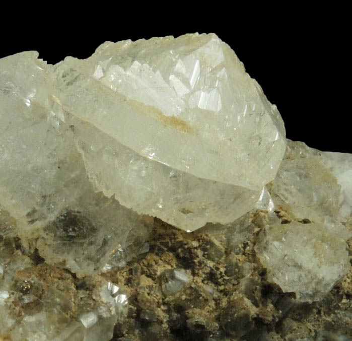 Apophyllite on Quartz with Chlorite from Millington Quarry, Bernards Township, Somerset County, New Jersey