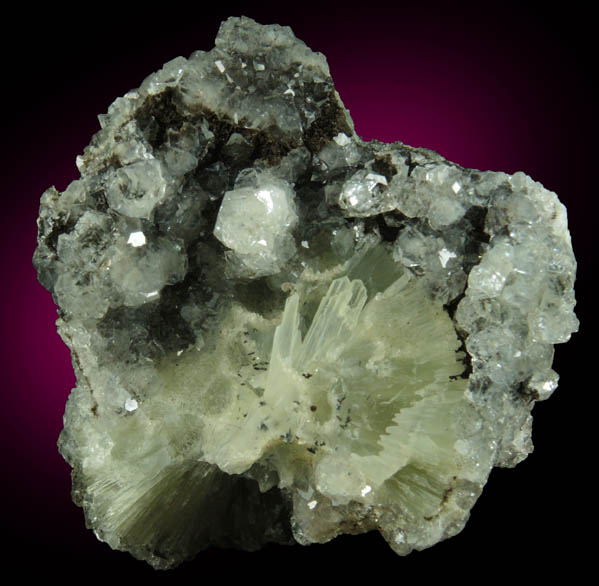 Apophyllite over Prehnite from Millington Quarry, Bernards Township, Somerset County, New Jersey