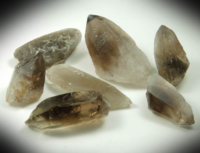 Quartz var. Smoky Quartz (7 crystals) from North Moat Mountain, Bartlett, Carroll County, New Hampshire