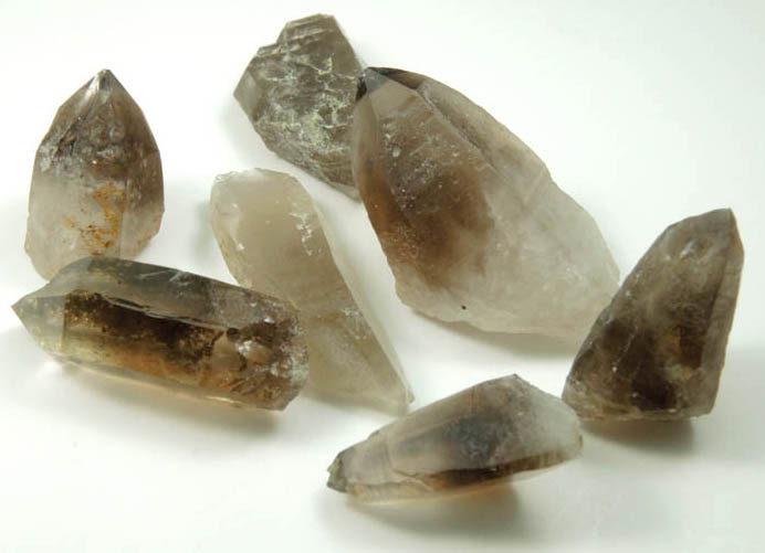 Quartz var. Smoky Quartz (7 crystals) from North Moat Mountain, Bartlett, Carroll County, New Hampshire