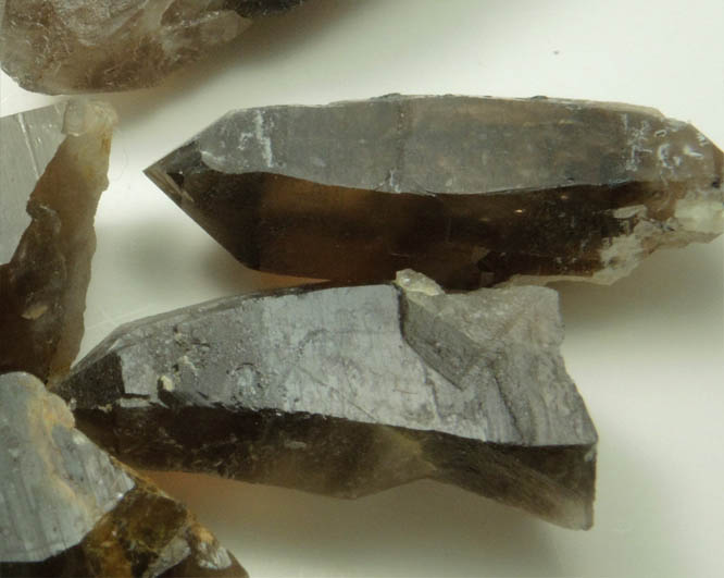 Quartz var. Smoky Quartz (7 crystals) from Lake George District, Park County, Colorado