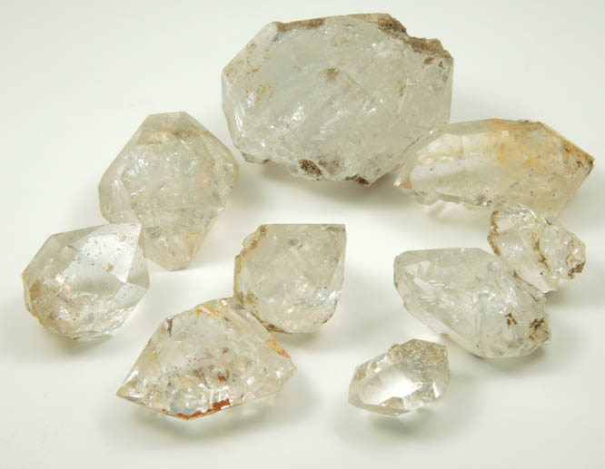 Quartz var. Herkimer Diamonds (9 crystals) from Hickory Hill Diamond Diggings, Fonda, Montgomery County, New York