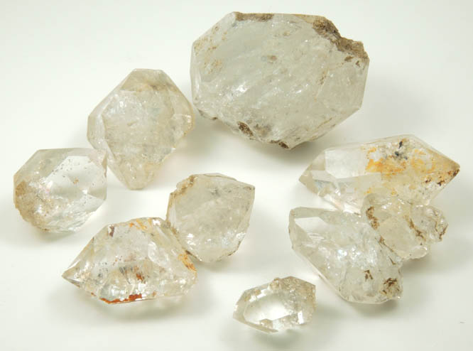 Quartz var. Herkimer Diamonds (9 crystals) from Hickory Hill Diamond Diggings, Fonda, Montgomery County, New York