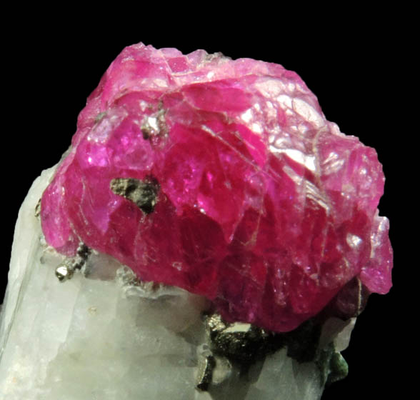 Corundum var. Ruby in marble from Mogok District, 115 km NNE of Mandalay, Mandalay Division, Myanmar (Burma)