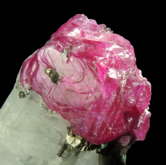 Corundum var. Ruby in marble from Mogok District, 115 km NNE of Mandalay, Mandalay Division, Myanmar (Burma)