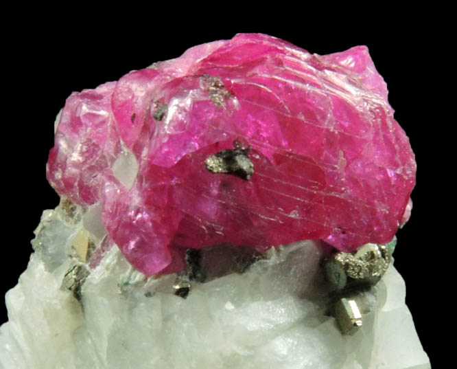 Corundum var. Ruby in marble from Mogok District, 115 km NNE of Mandalay, Mandalay Division, Myanmar (Burma)