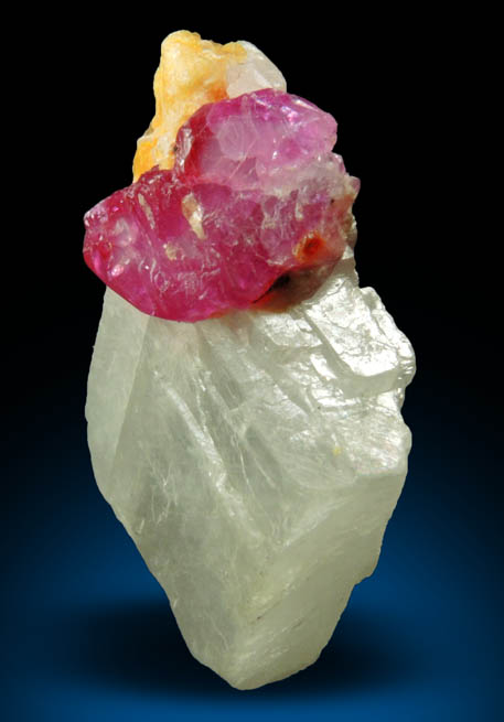 Corundum var. Ruby in marble from Mogok District, 115 km NNE of Mandalay, Mandalay Division, Myanmar (Burma)