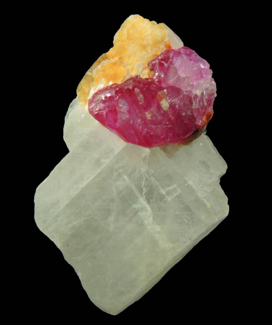 Corundum var. Ruby in marble from Mogok District, 115 km NNE of Mandalay, Mandalay Division, Myanmar (Burma)