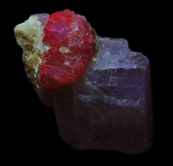 Corundum var. Ruby in marble from Mogok District, 115 km NNE of Mandalay, Mandalay Division, Myanmar (Burma)