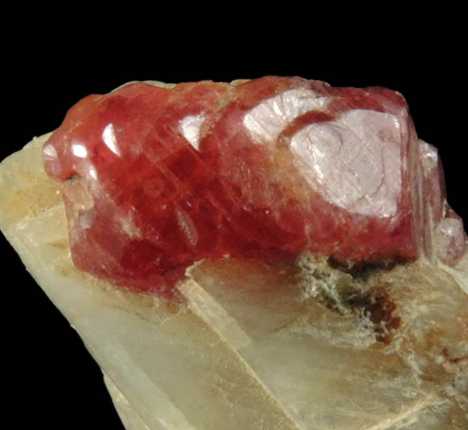 Corundum var. Ruby in marble from Mogok District, 115 km NNE of Mandalay, Mandalay Division, Myanmar (Burma)