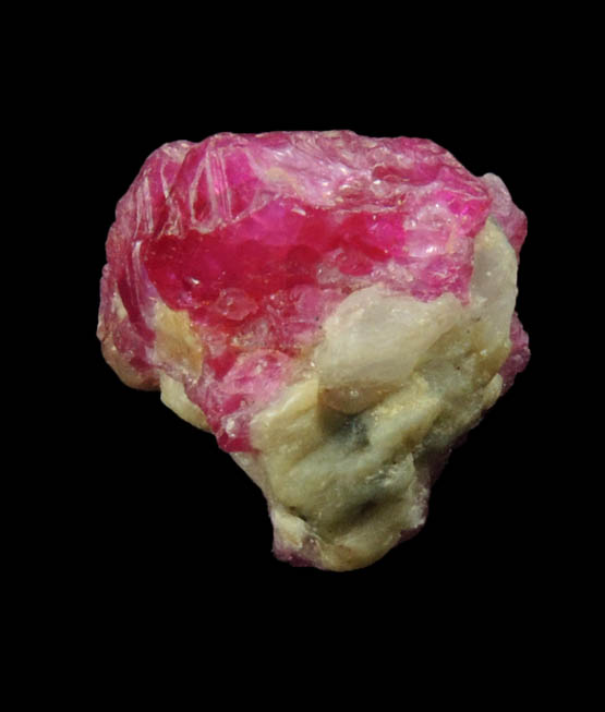 Corundum var. Ruby in marble from Mogok District, 115 km NNE of Mandalay, Mandalay Division, Myanmar (Burma)