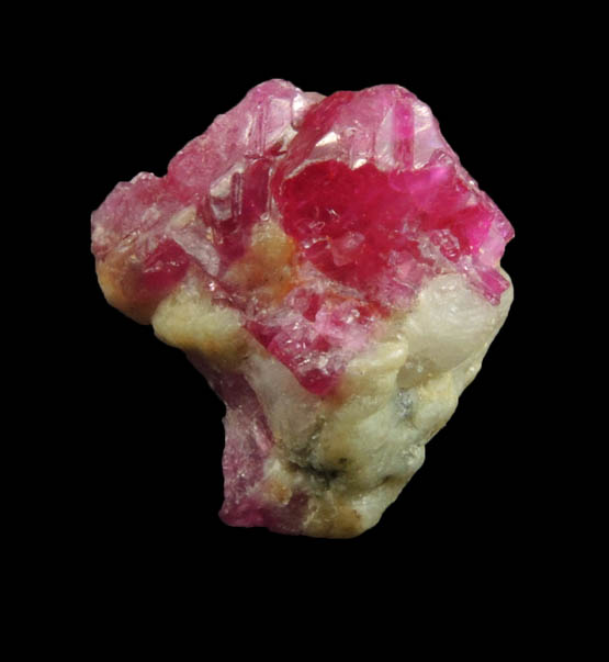 Corundum var. Ruby in marble from Mogok District, 115 km NNE of Mandalay, Mandalay Division, Myanmar (Burma)