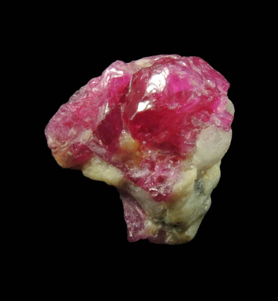 Corundum var. Ruby in marble from Mogok District, 115 km NNE of Mandalay, Mandalay Division, Myanmar (Burma)