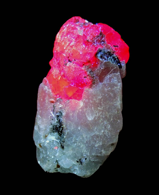 Corundum var. Ruby in marble from Mogok District, 115 km NNE of Mandalay, Mandalay Division, Myanmar (Burma)