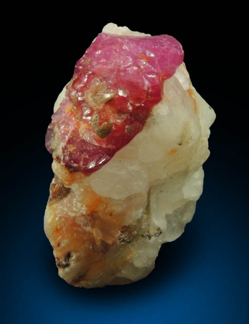 Corundum var. Ruby in marble from Mogok District, 115 km NNE of Mandalay, Mandalay Division, Myanmar (Burma)